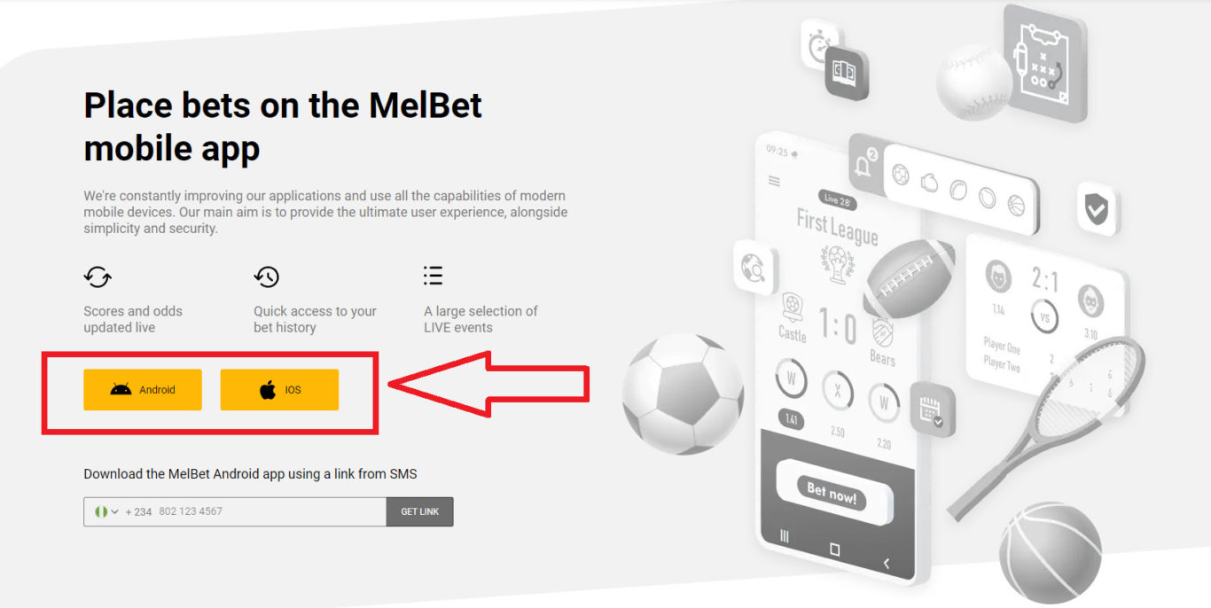 Melbet NG mobile app