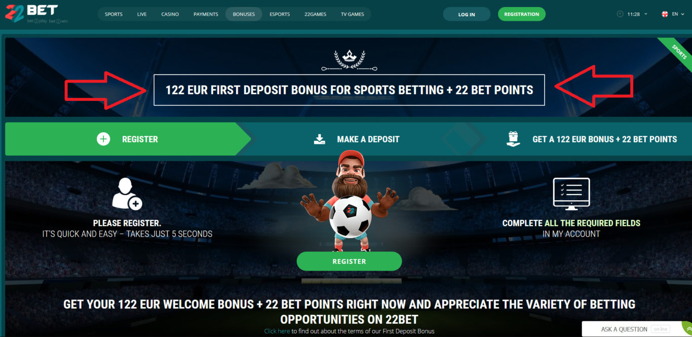 22Bet bonus offer in Nigeria