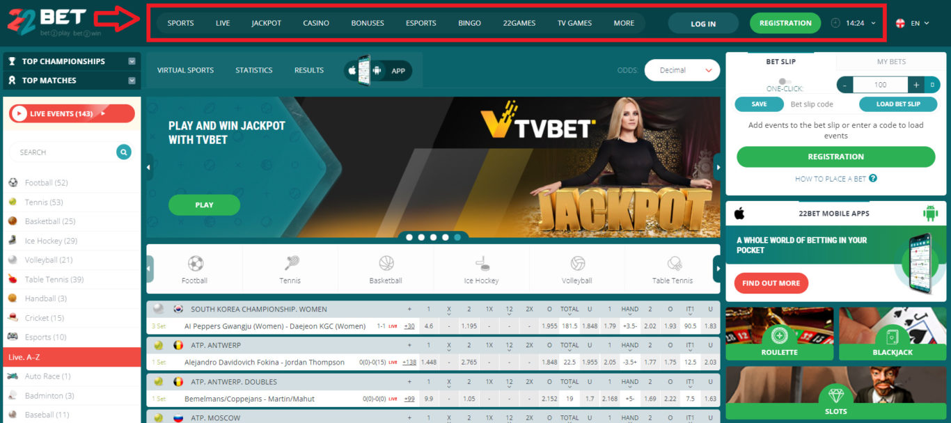 Online casino involved in 22Bet review